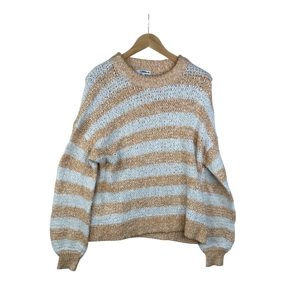 Madewell Baez Striped Chunky Pullover Long Sleeve Oversized Sweater Size Large